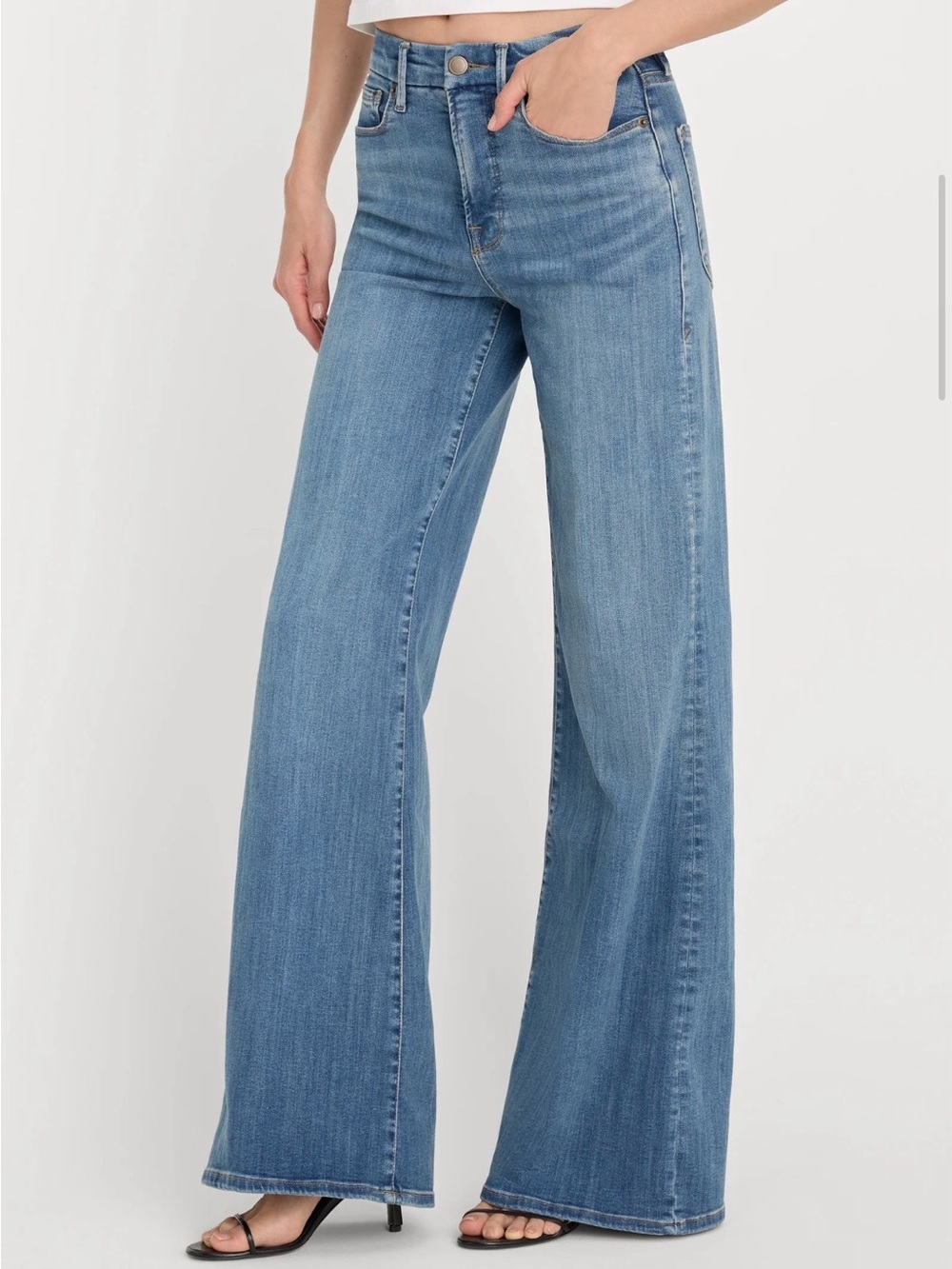 Good American Good Waist High Rise Palazzo in Indigo - Size 8